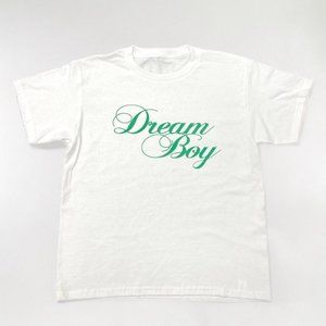 BRAND NEW CUSTOM PRINT 90s STYLE DREAM BOY CURSIVE GRAPHIC TEE SHIRT GREEN FONT